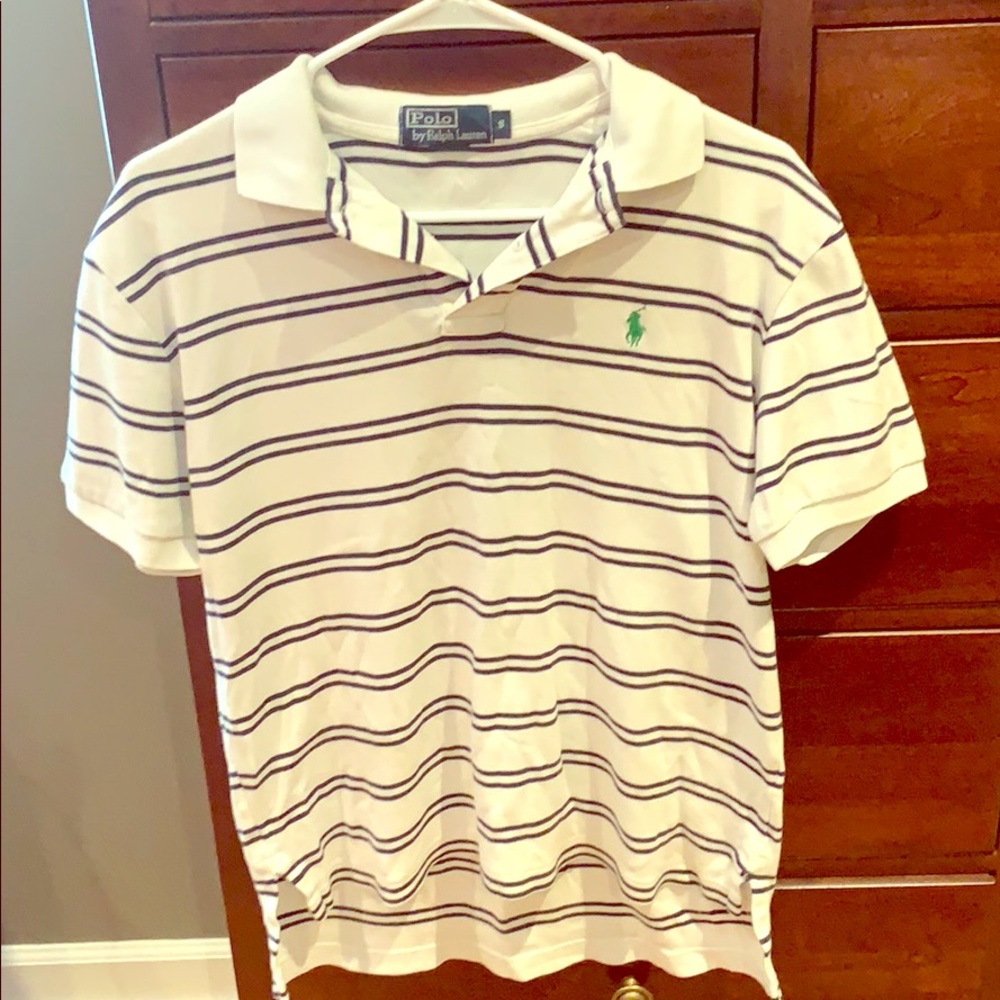 White/Navy Polo. In great condition!